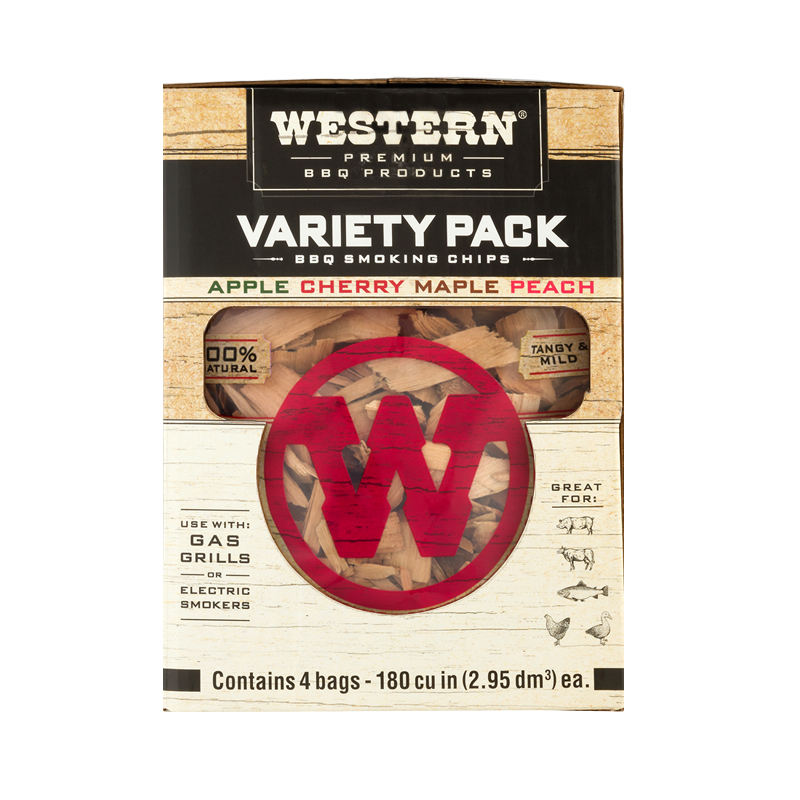 Western Premium BBQ Products Variety Pack of Apple, Cherry, Maple and Peach BBQ Smoking Chips