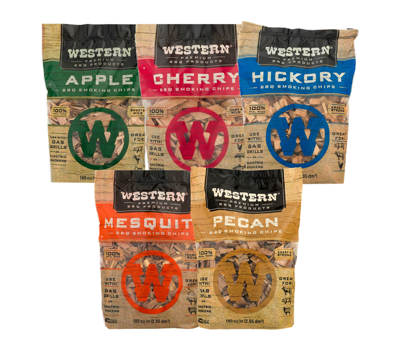 Assortment of Western Premium BBQ Smoking Chip Bags