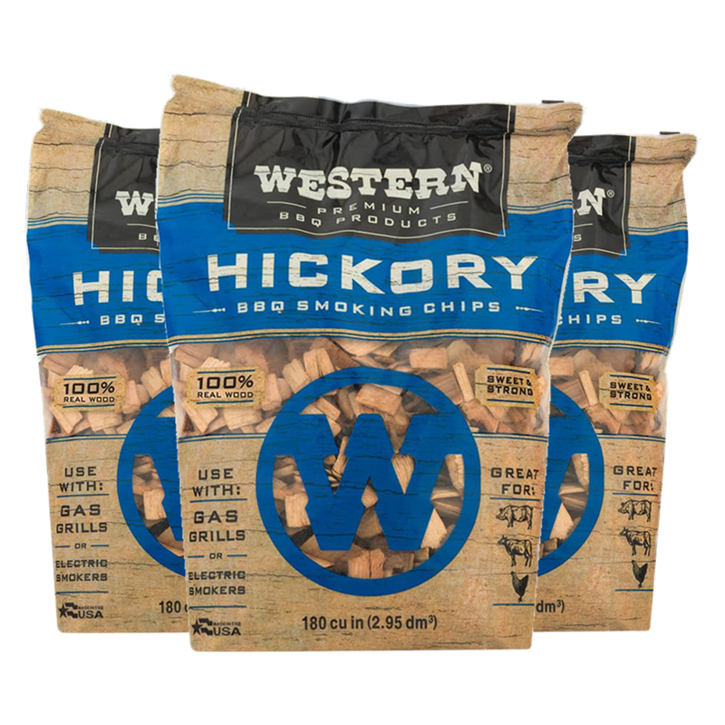 3 bags of Western Premium Hickory BBQ Smoking Chips