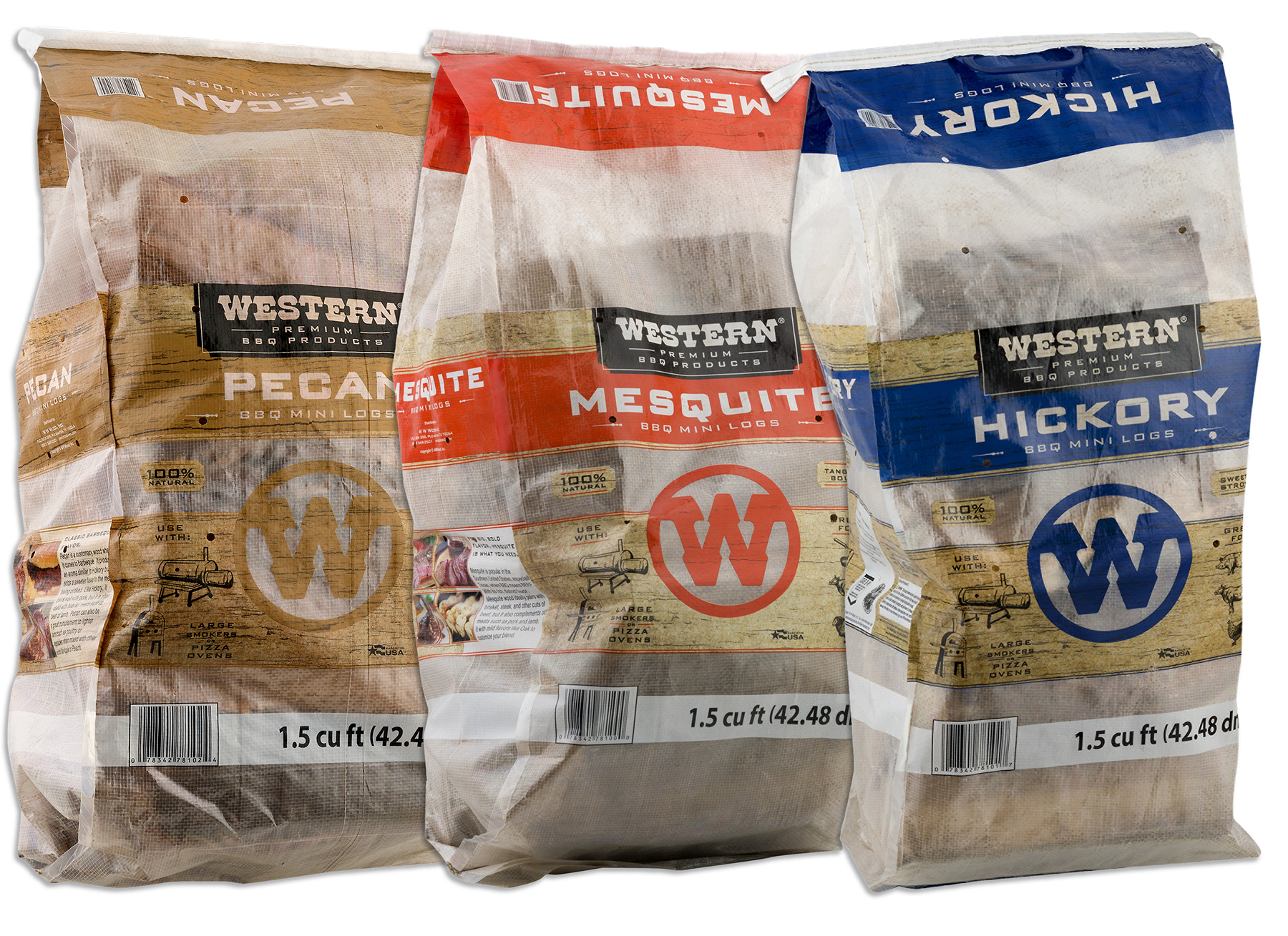 Assortment of Western Premium BBQ Mini Log bags