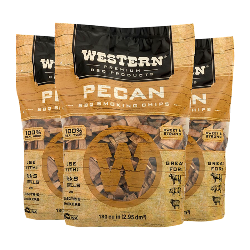 3 bags of Western Premium Pecan BBQ Smoking Chips