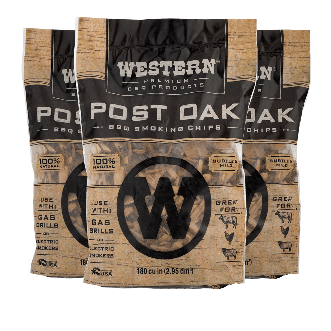 3 bags of Western Premium Post Oak BBQ Smoking Chips