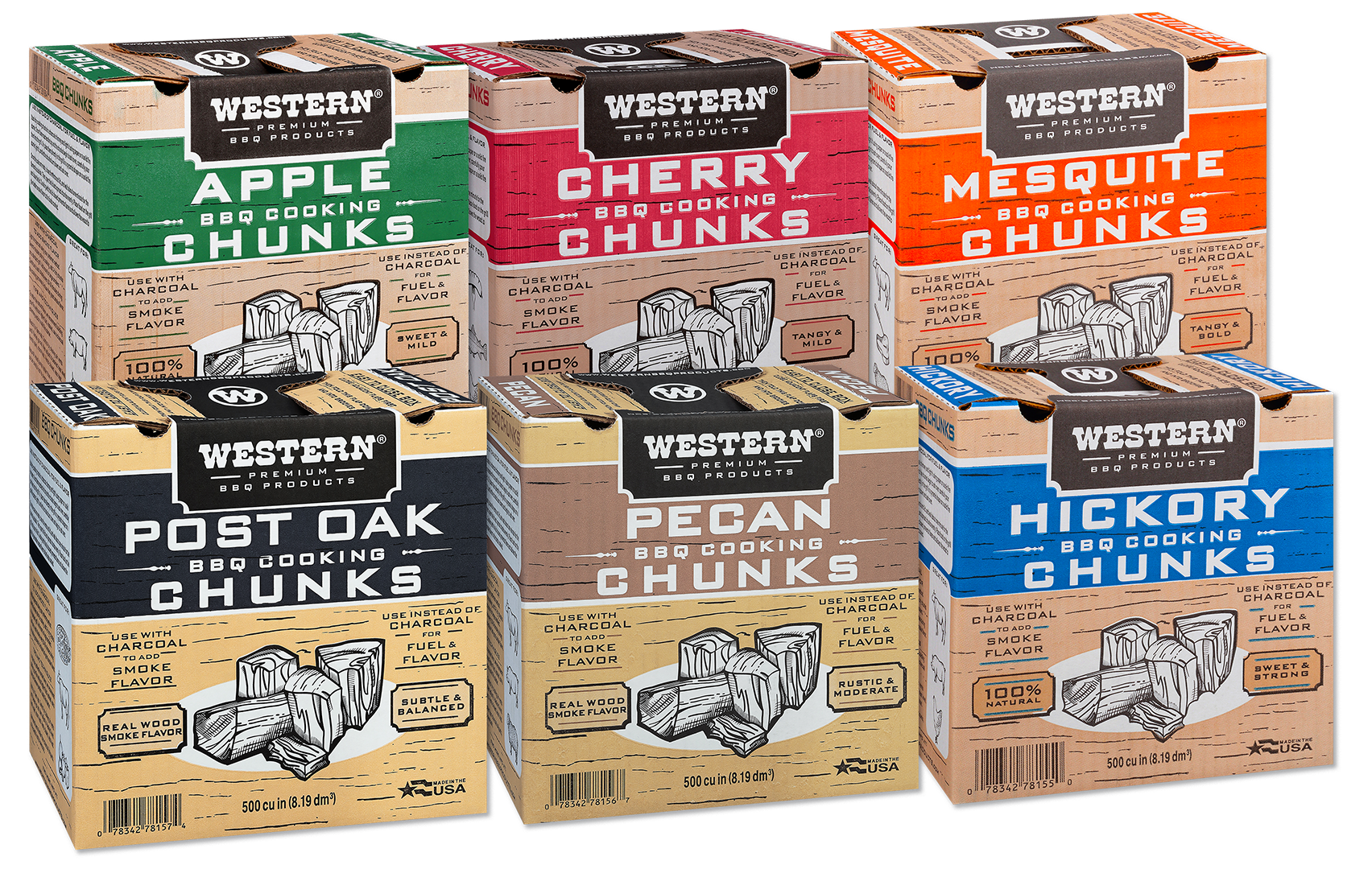 Assortment of Western Premium BBQ Cooking Chunk Boxes