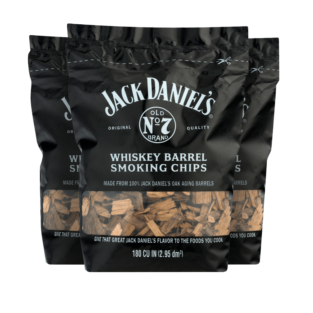 3 bags of Jack Daniel’s® Whiskey Barrel Smoking Chips