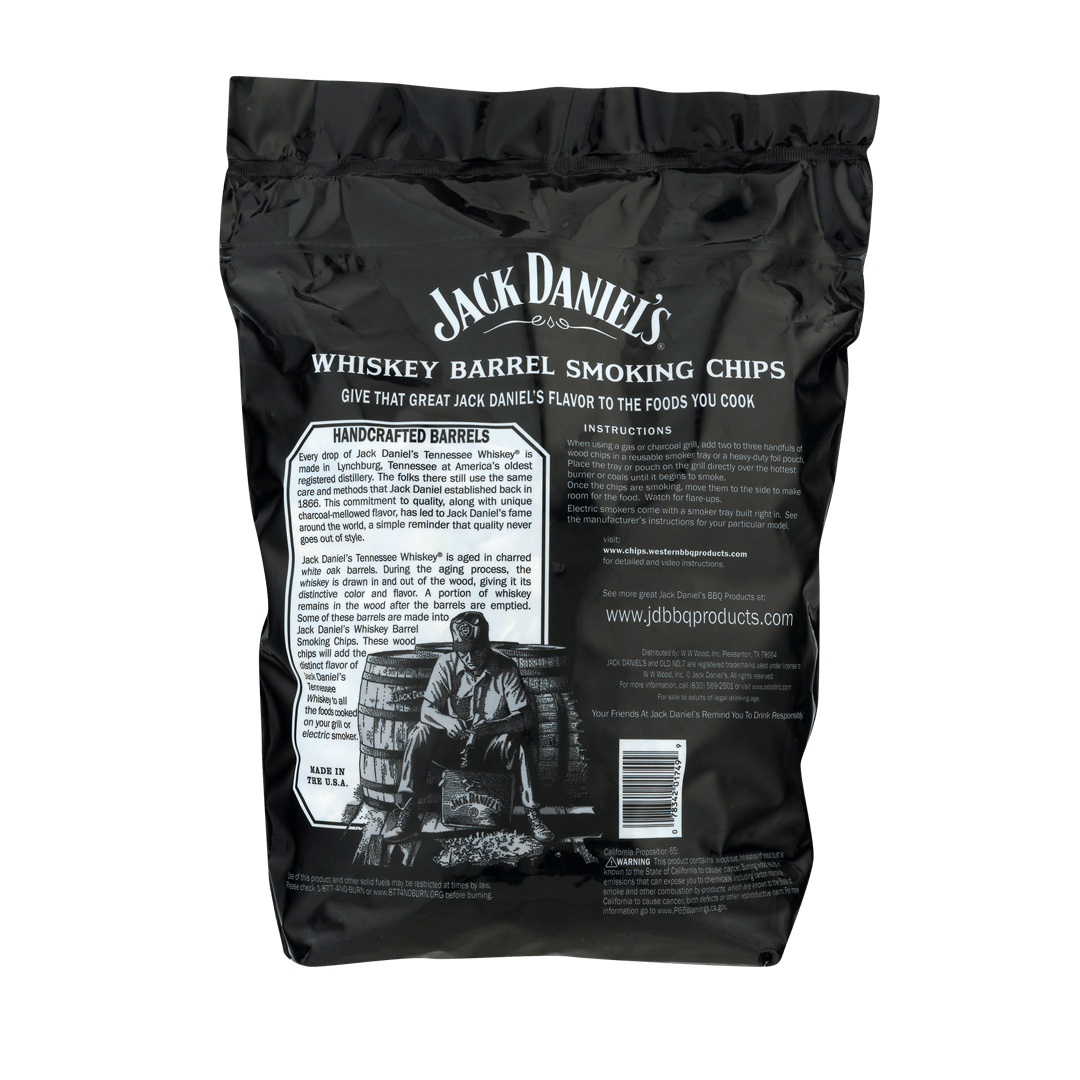 Back of bag of Jack Daniel’s® Whiskey Barrel Smoking Chips