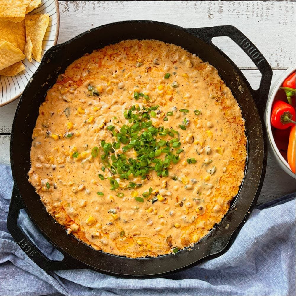 Corn Dip With Cream Cheese & Smoked Poblano Pepper