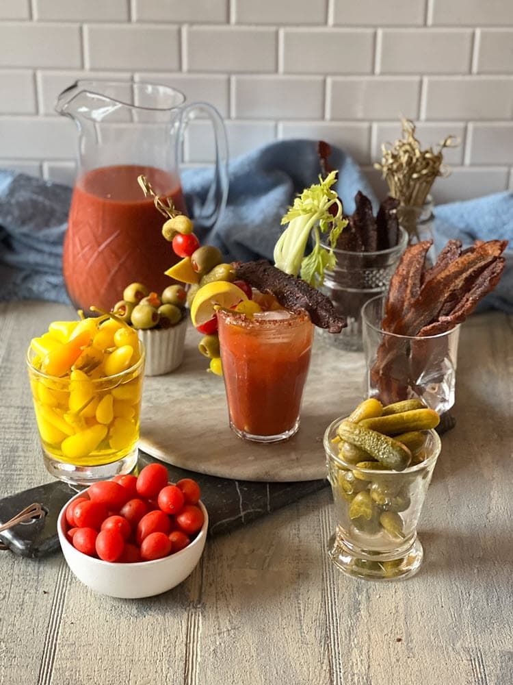 Bloody Mary Station with smoked bacon candy