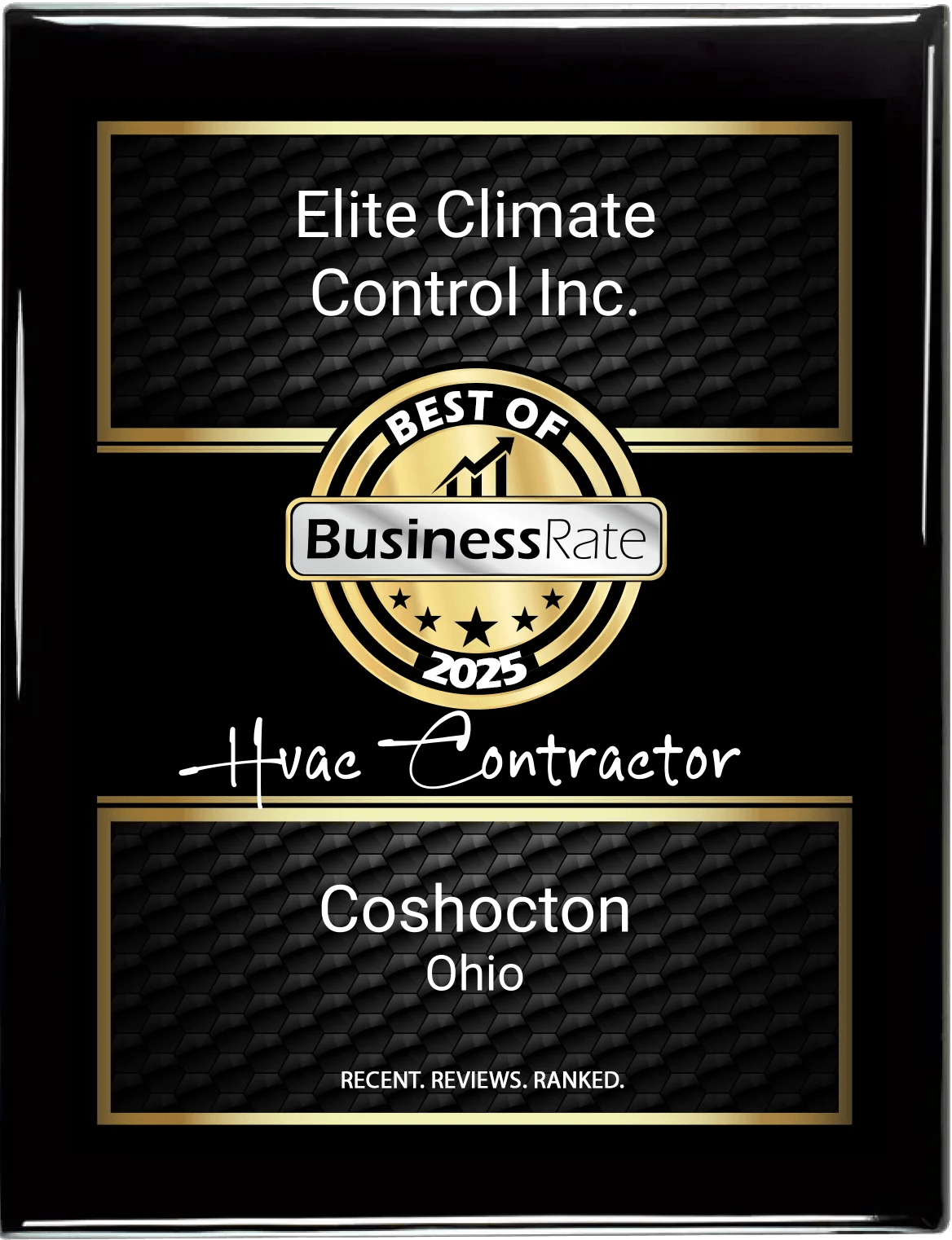Plaque for Elite Climate Control Inc.,