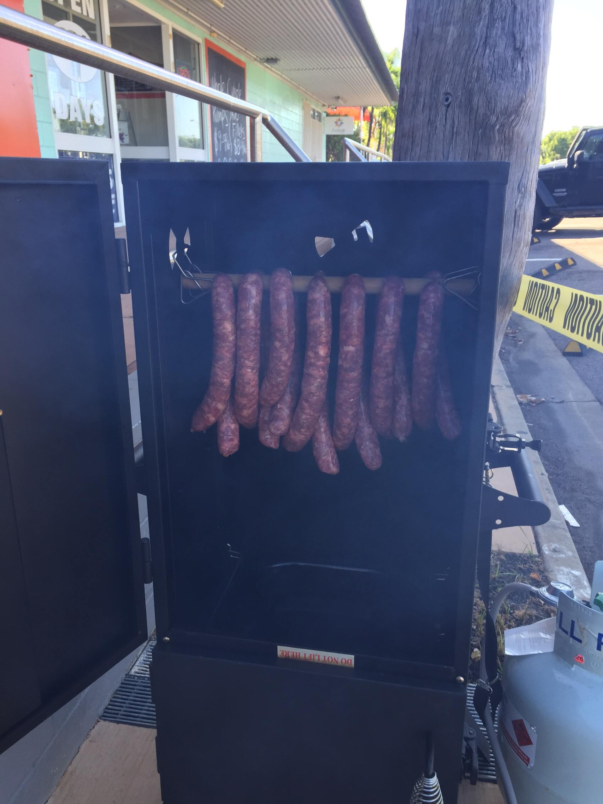 Smoking the Bratwurst