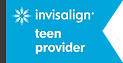 Blue banner with white text: Invisalign Teen Provider. Snowflake symbol.