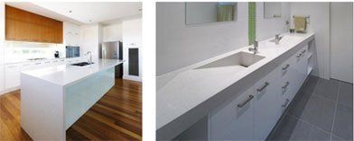 White colour NaturaStone kitchen work surface