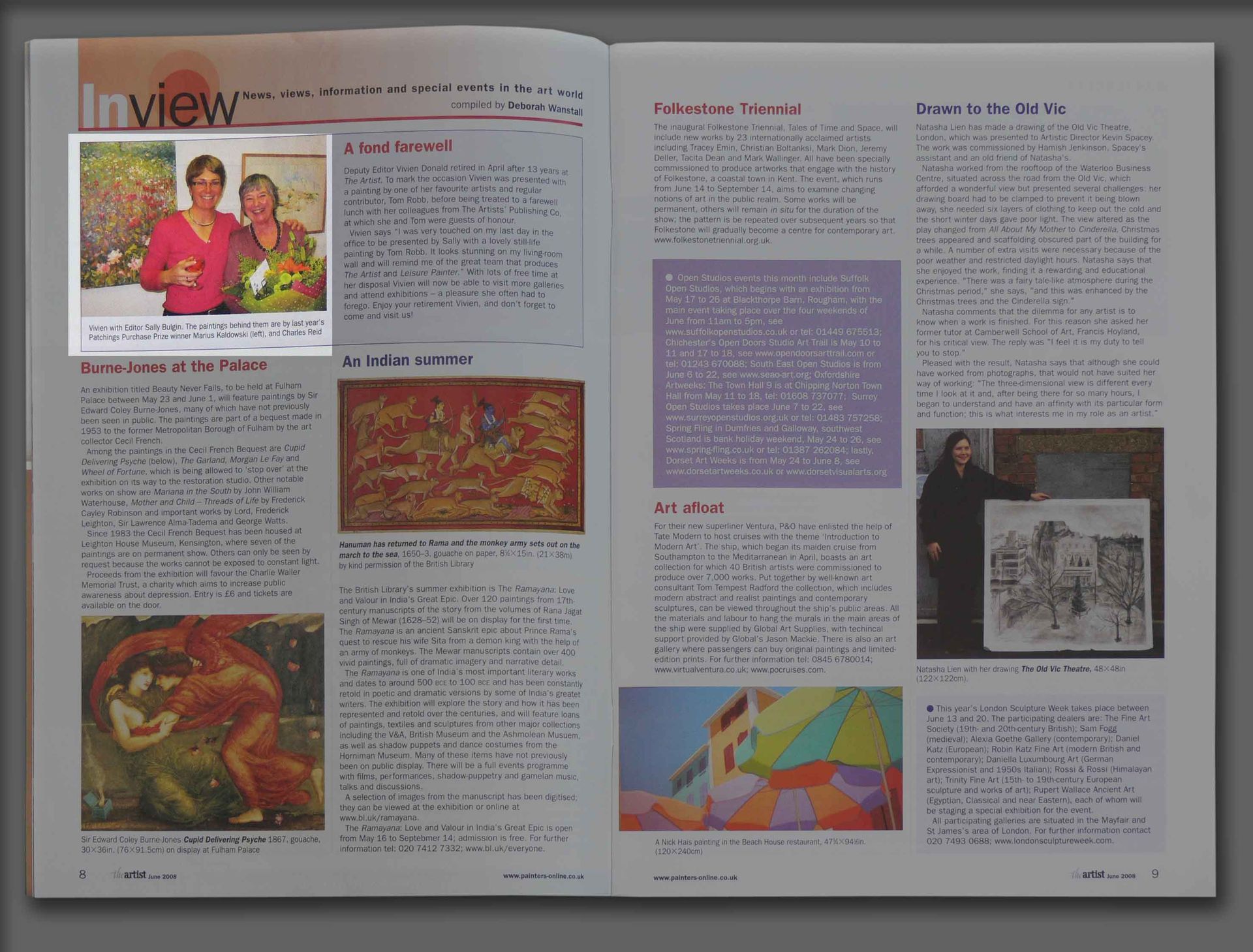 Article with information about Mariusz Kaldowski winning Purchase Prize  in The Artist Magazine (2008)