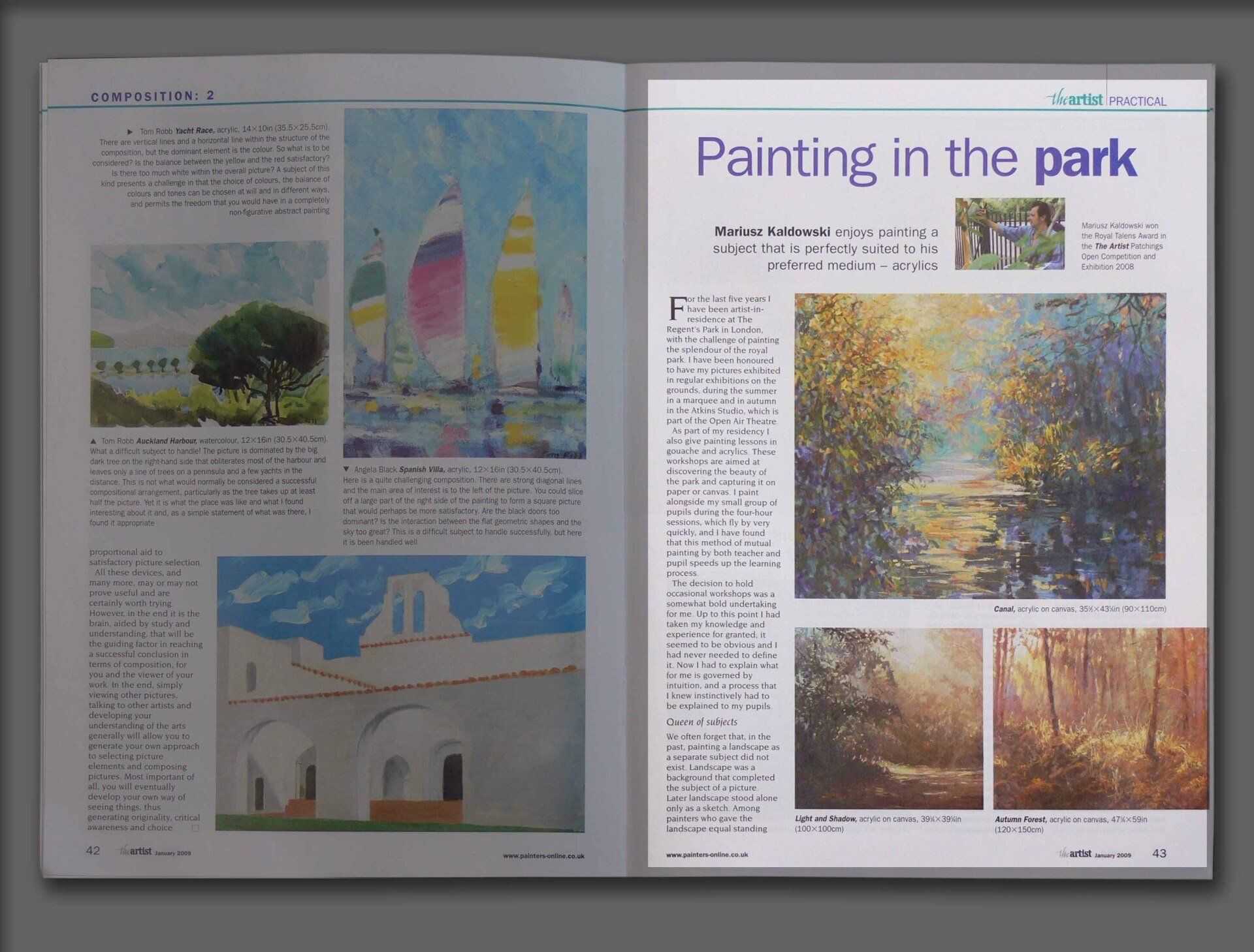 Press article in The Artist Magazine about Mariusz Kaldowski art (2009)