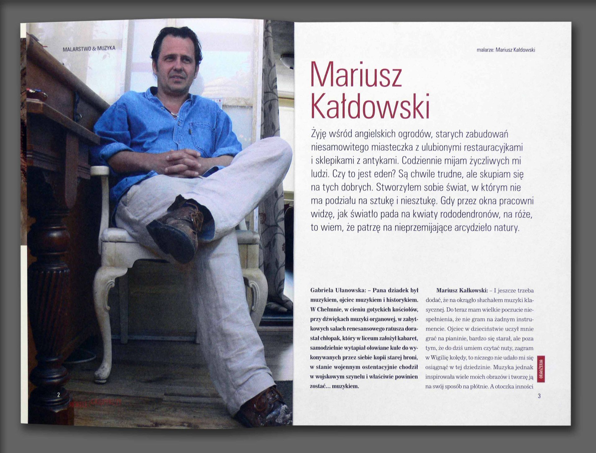 Press article in the Morele magazine about Mariusz Kaldowski Art  (2012)