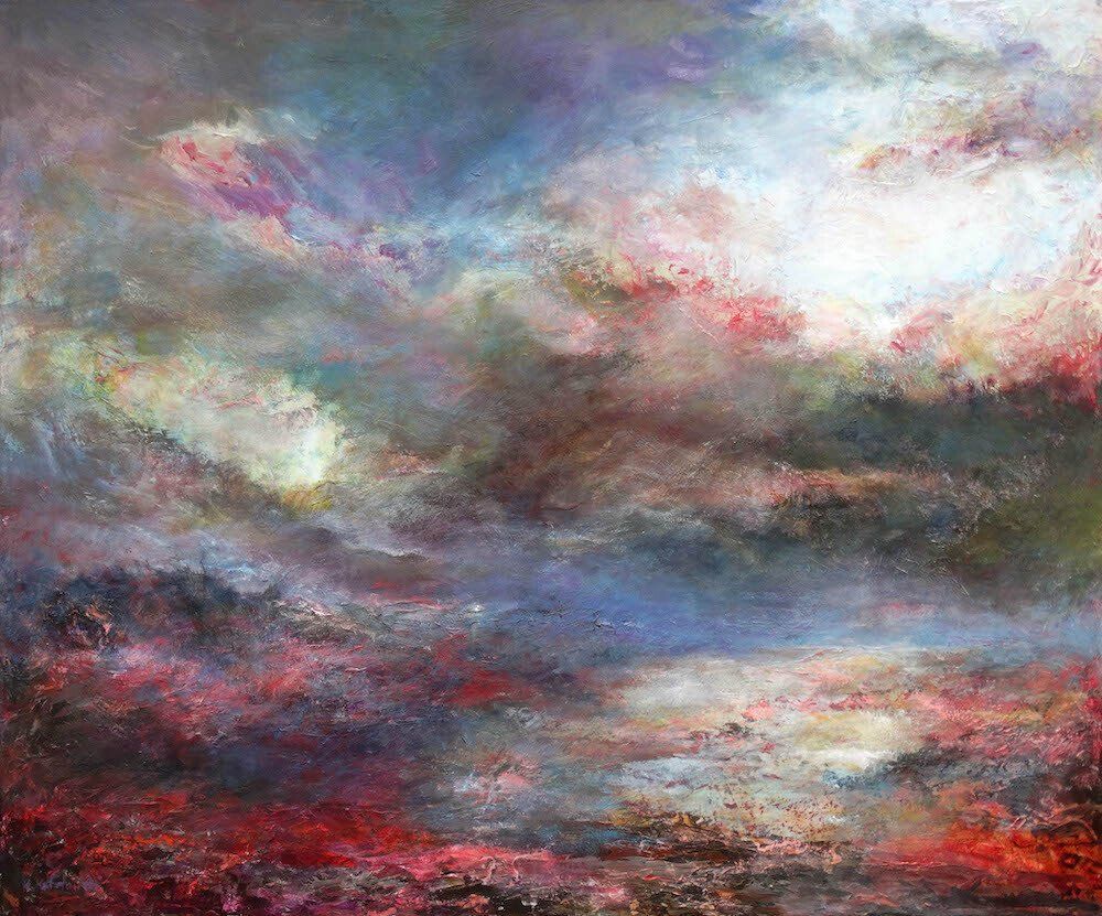 Abstract sky painting “Infinity 2” by Kasia Kaldowski — acrylic on canvas, 100 × 120 cm