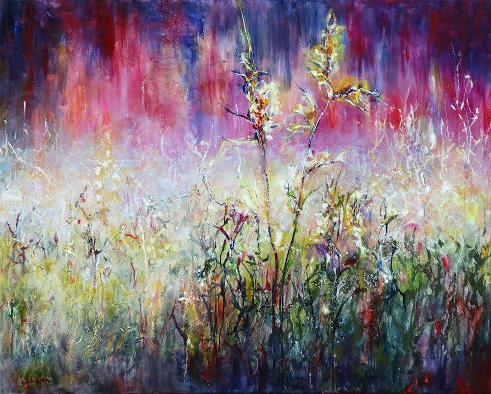 Abstract landscape painting “Wild” by Kasia Kaldowski — acrylic on canvas, 100 × 120 cm