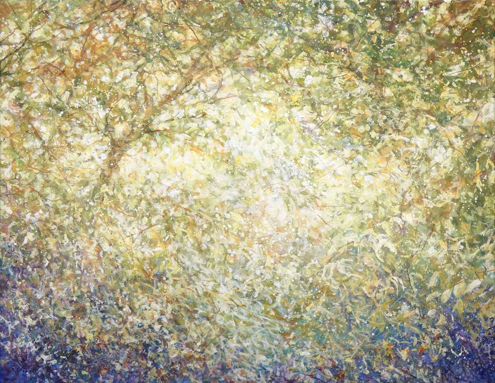 Tales from the Country – Painting by Mariusz Kaldowski, acrylic countryside artwork of a path bathed in warm golden tones