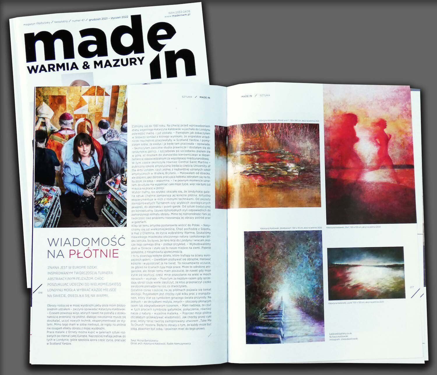 Press article in the Made In magazine (Poland) about Kasia Kaldowski and her art (2022)