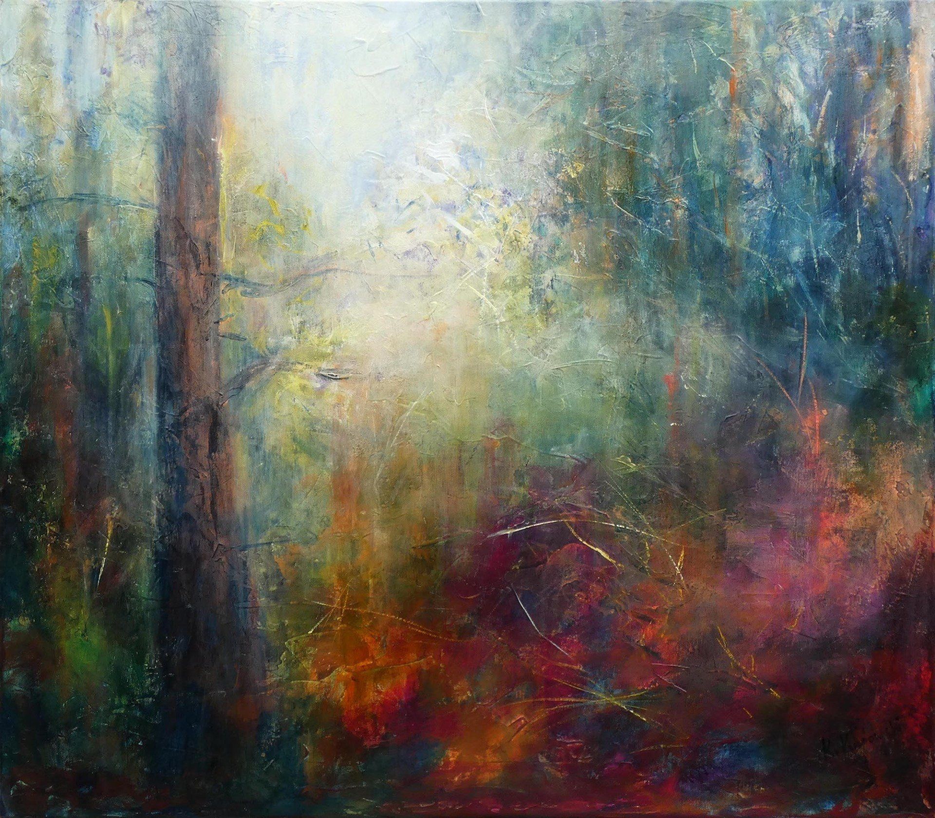 Forest of Rhododendrons painting of
abstract forest in bloom
acrylic on canvas 70 x 80cm