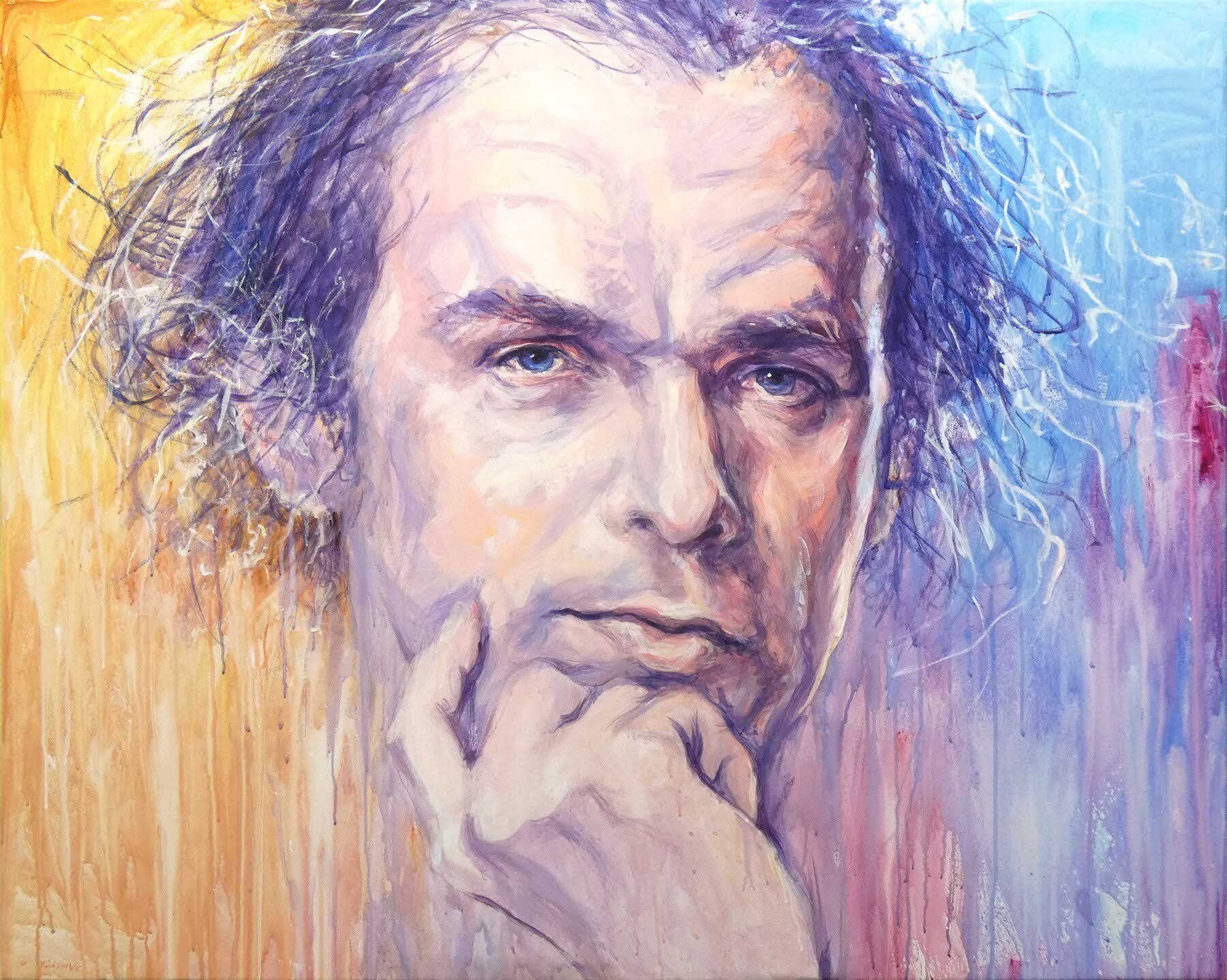 Portrait of Glenn Gould by Mariusz Kaldowski — acrylic on canvas