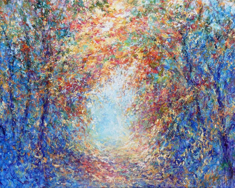 Mariusz Kaldowski painting of an autumnal forest path