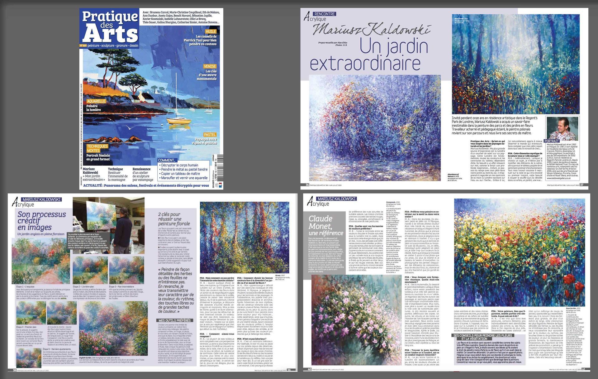Press article in Practique des Arts about Mariusz Kaldowski as a painter