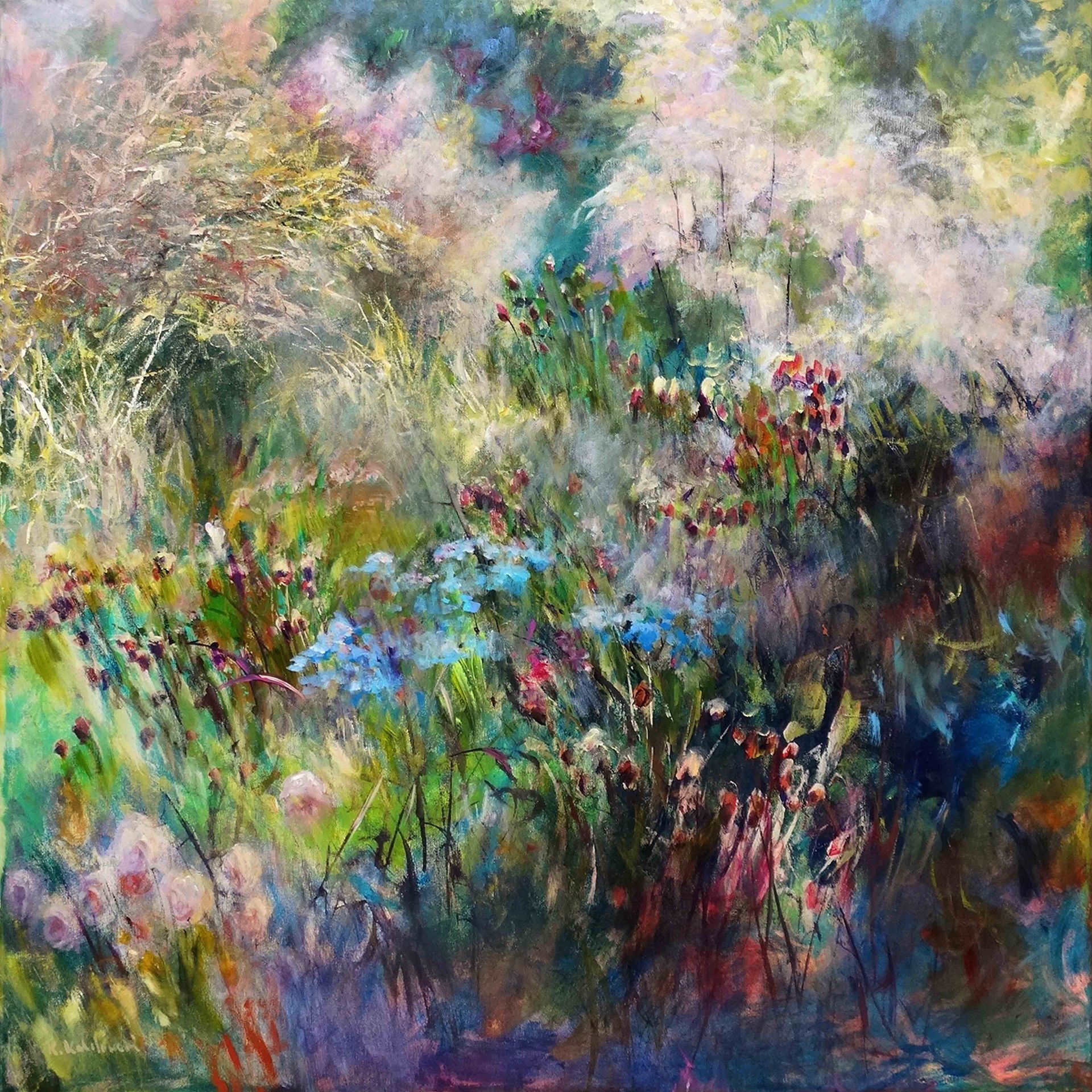 Meadow 2 painting of beautiful grasses 
acrylic on canvas 90 x 90cm