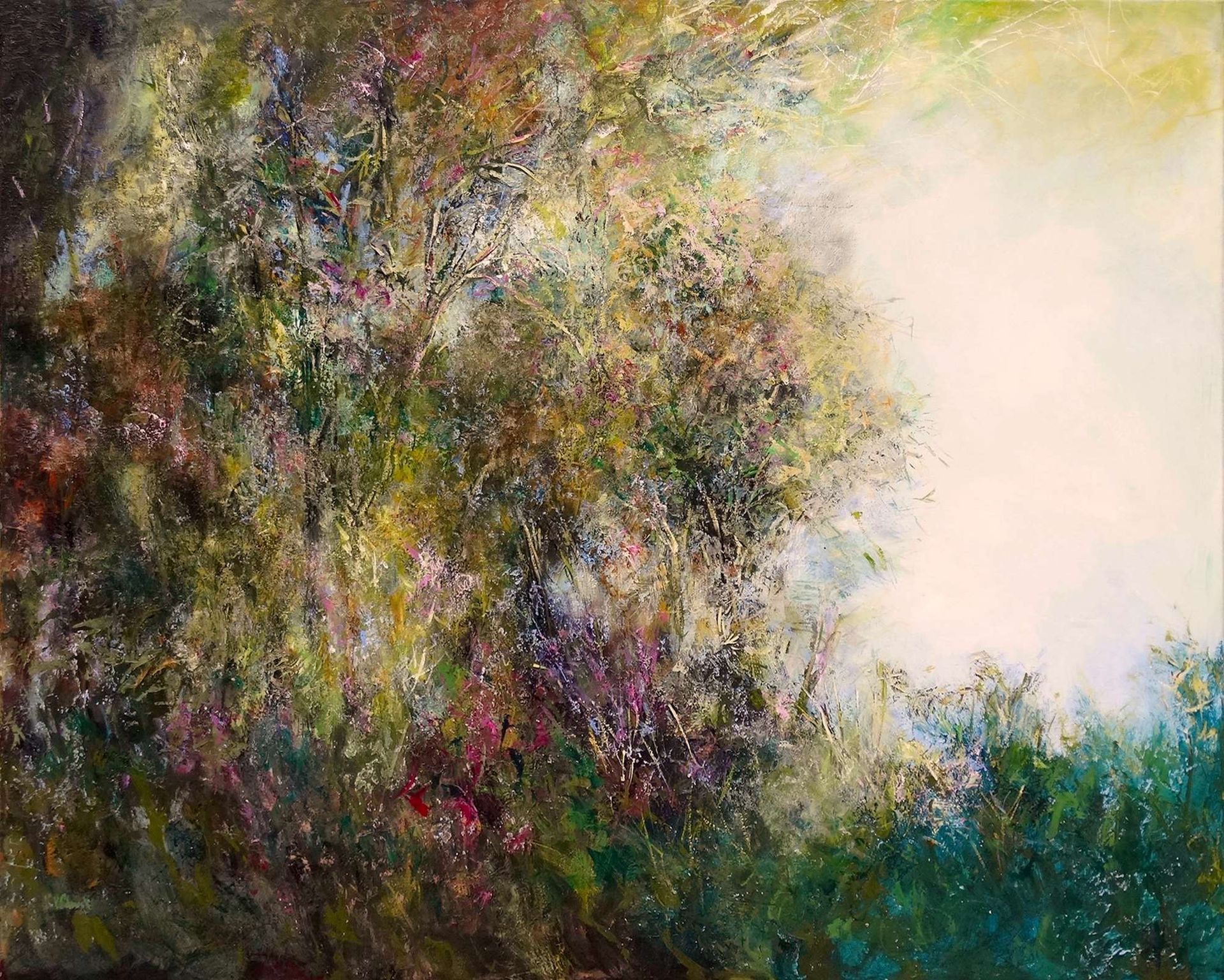 Shadow Me Beautiful painting of trees and shrubs in a beautiful composition 
acrylic on DE canvas 120 x 150cm