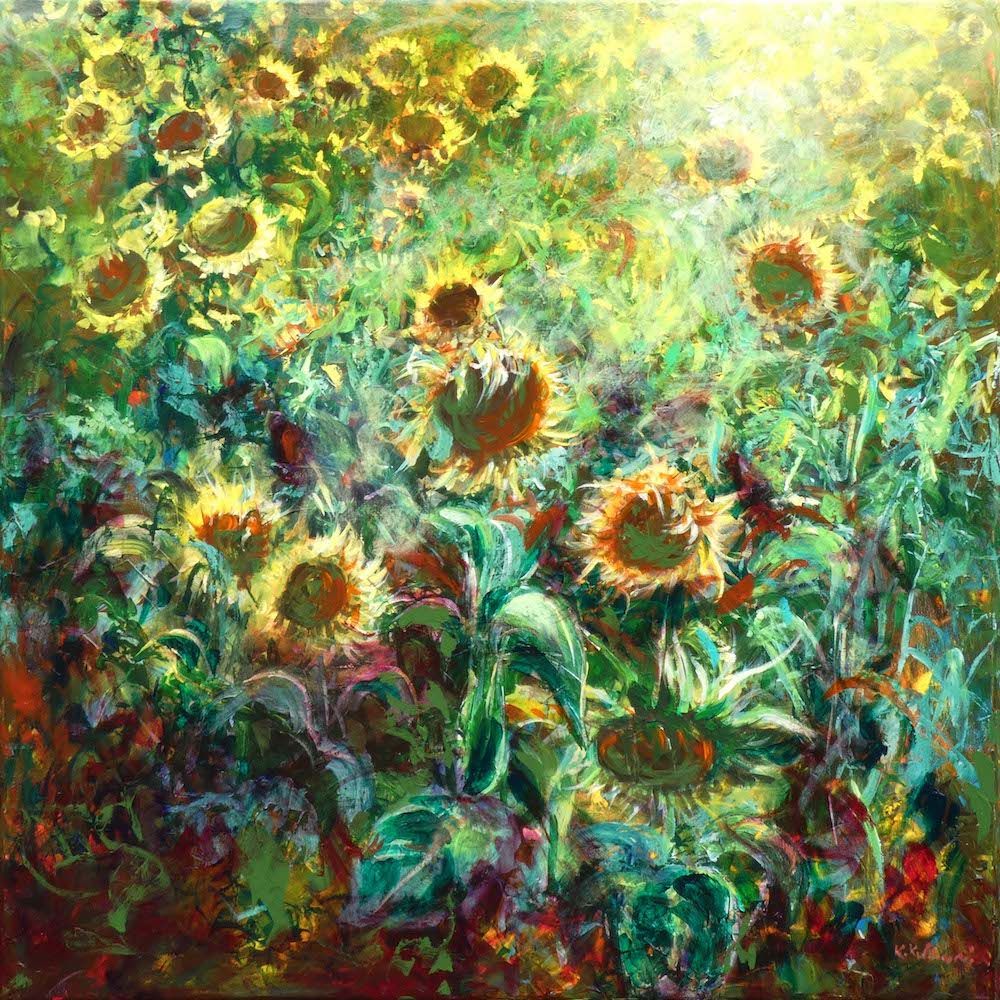 Sunflowers field painting 
acrylic on canvas 80 x 80cm