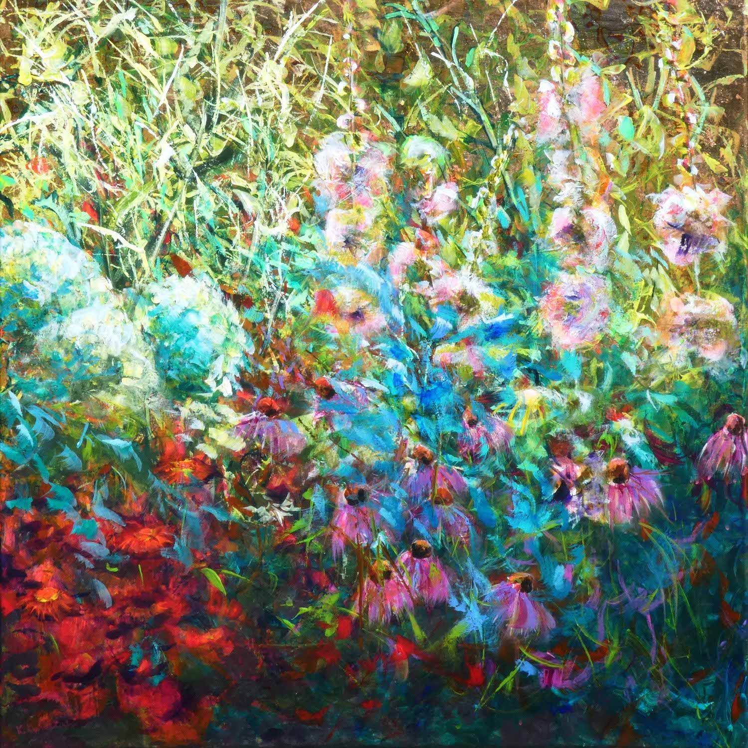 Polish Garden 2 painting 
acrylic and gold metal leaf on canvas 80 x 80cm