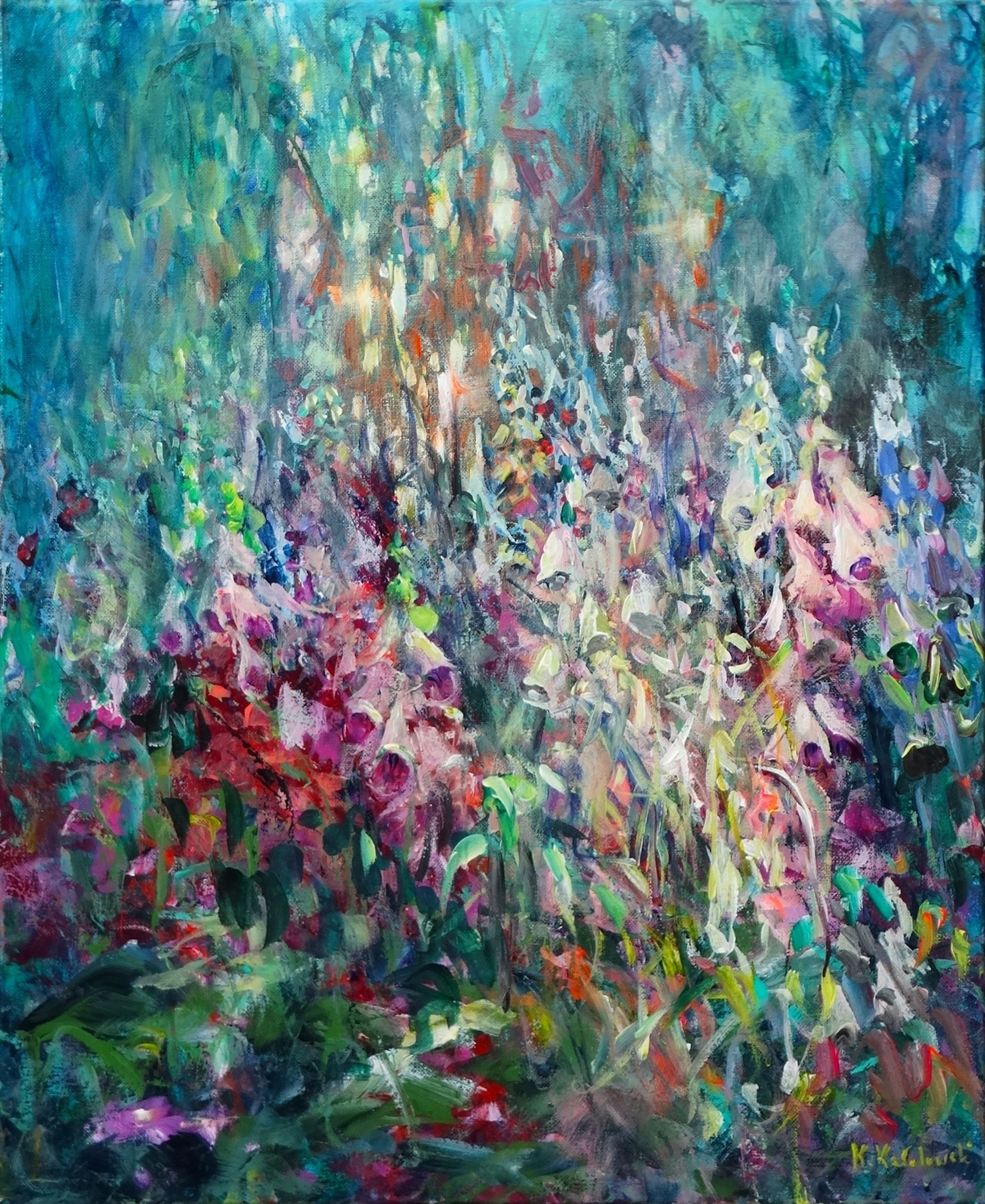 Foxgloves,
acrylic on canvas 55 x 45cm