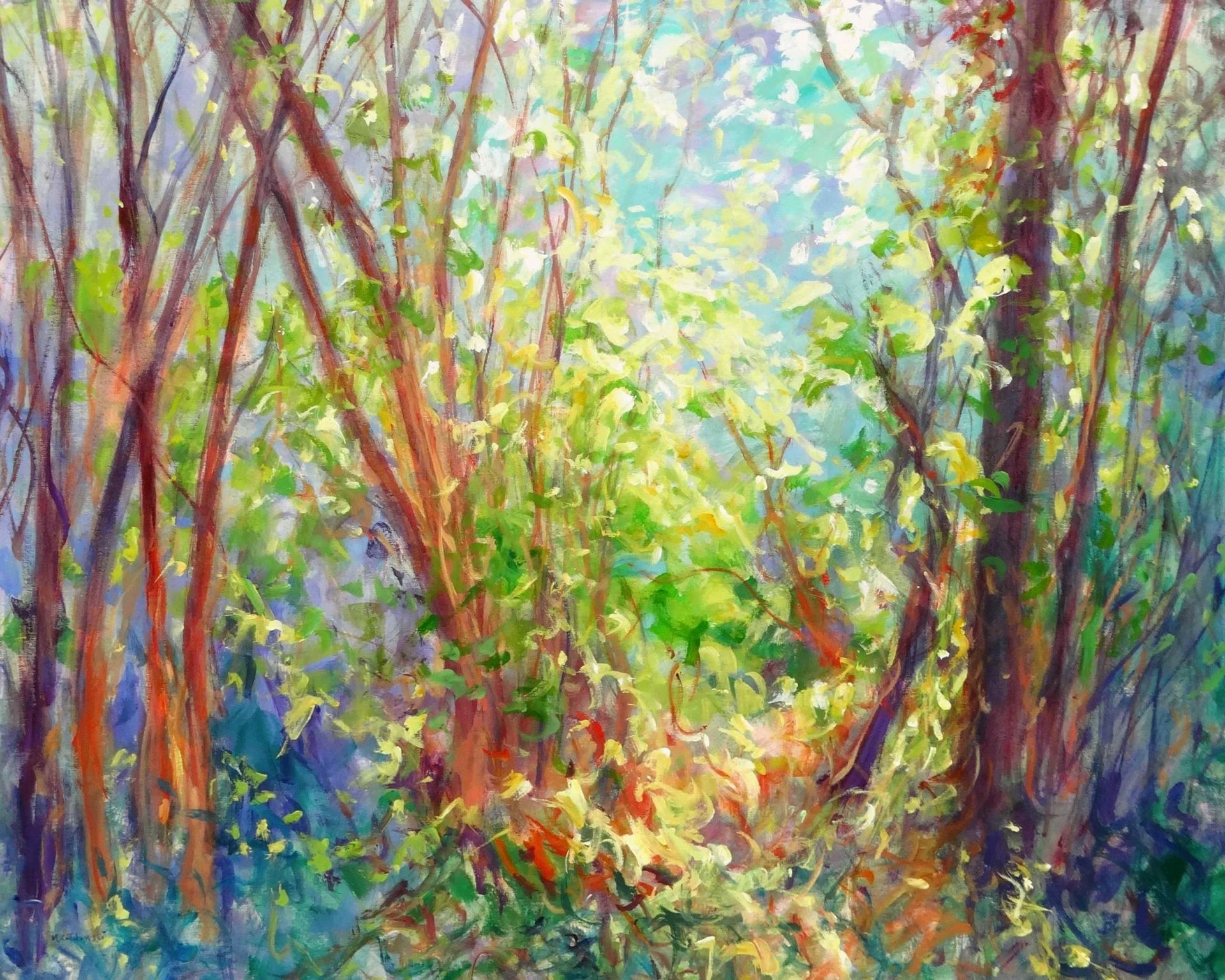 painting of a young forest by Mariusz Kaldowski