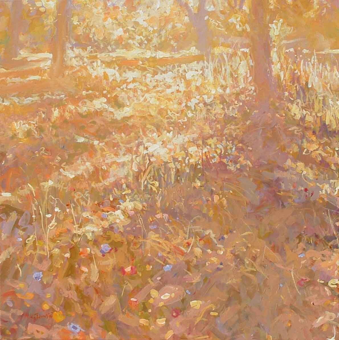 Regent’s Park landscape painting No. 19 by Mariusz Kaldowski — acrylic on canvas, afternoon foliage in London park
