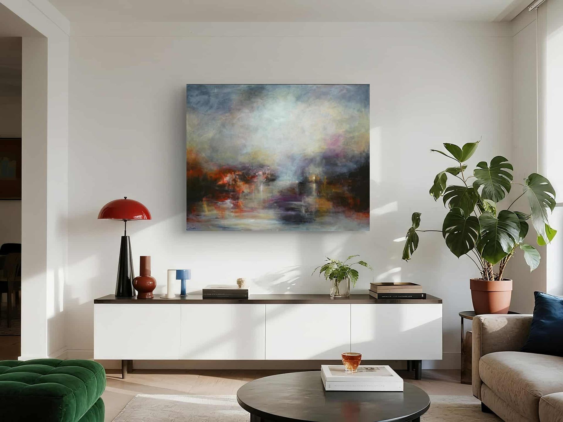 Painting by Kasia Kaldowski in a light interior
