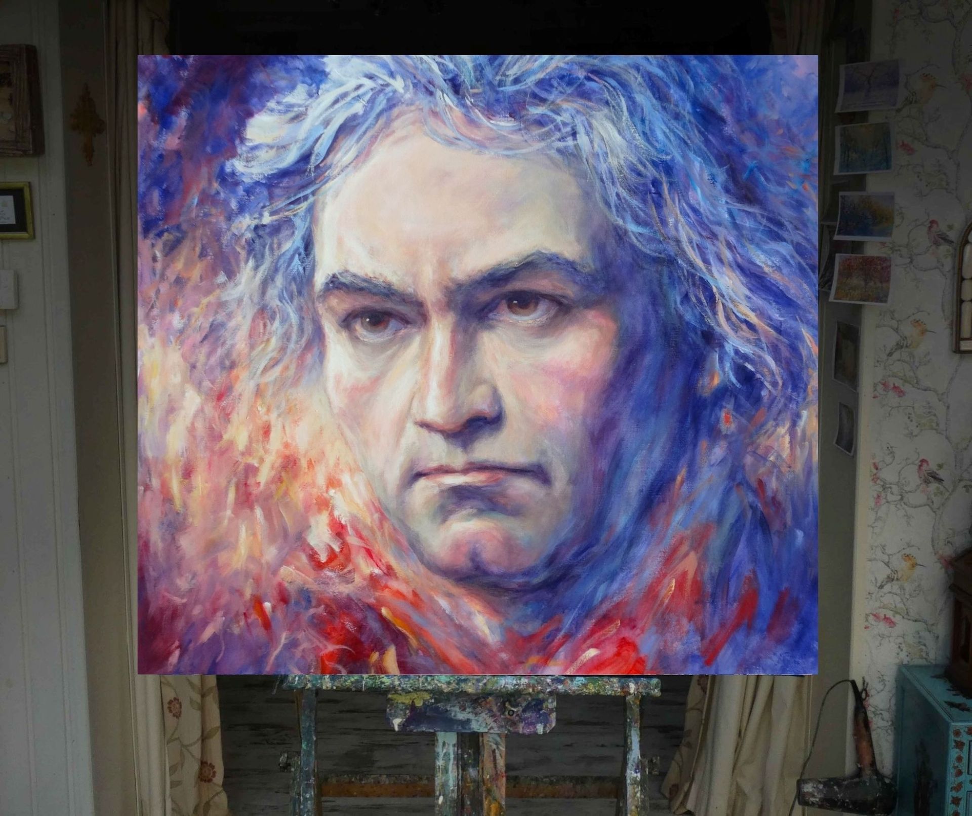 potrait of Beethoven in artist's studio