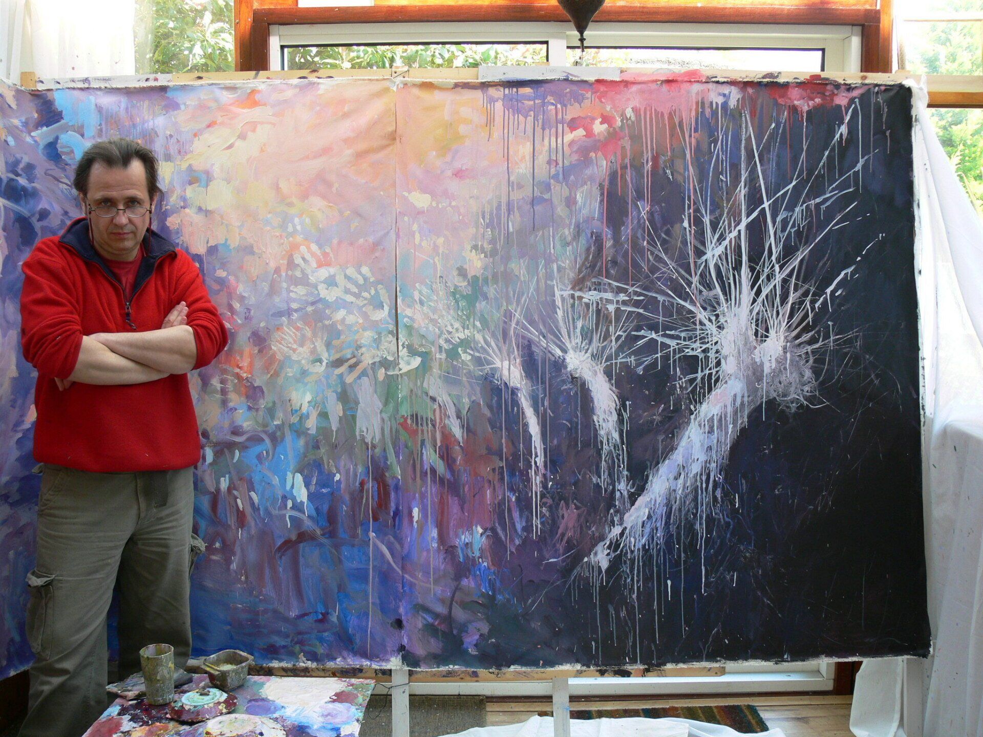 Mariusz Kaldowski and painting 'Shades of Music, Paintings Brushed With Chopin