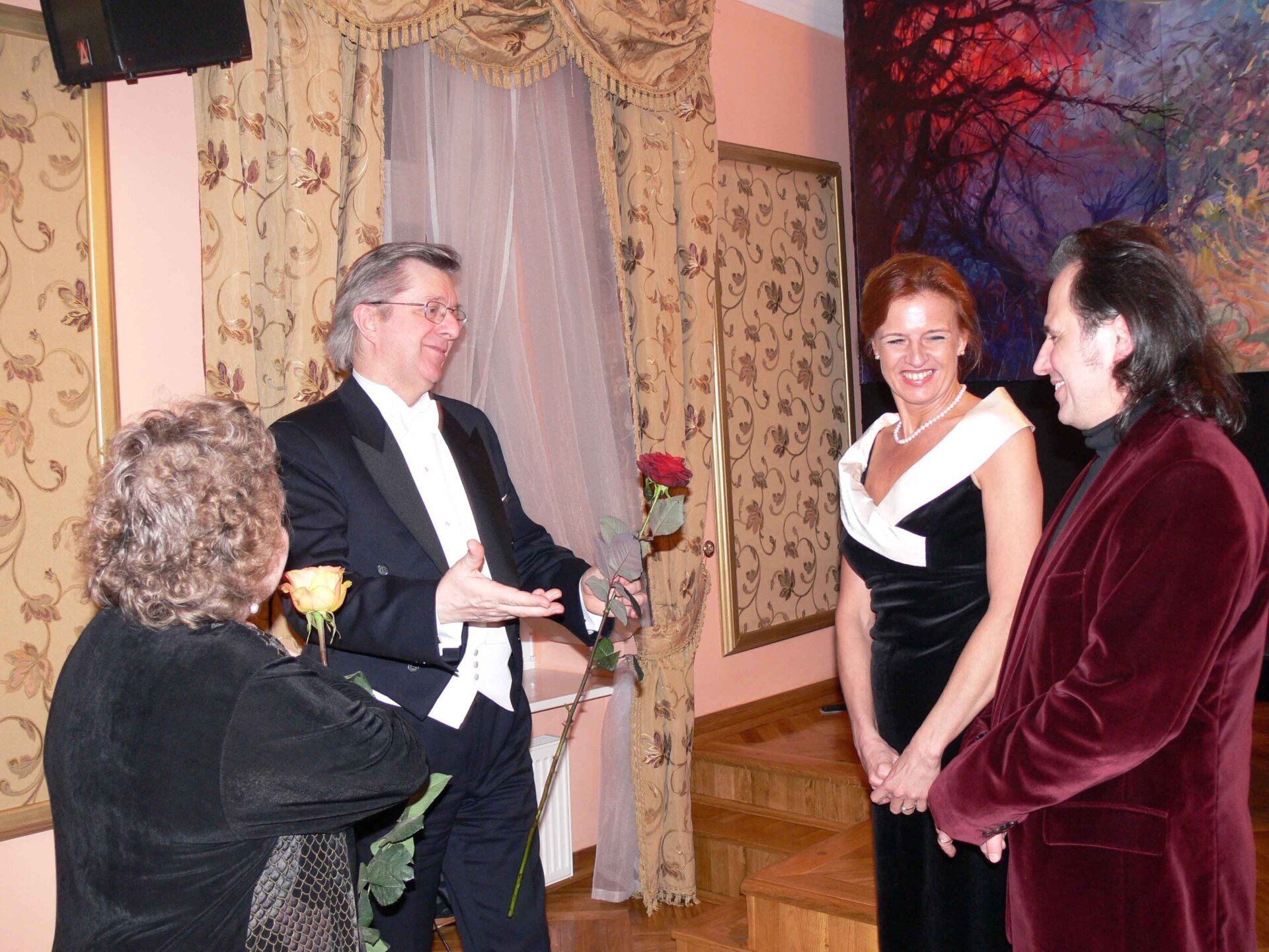 Mariusz Kaldowski and Piotr Paleczny after Chopin concert featuring Chopin portrait