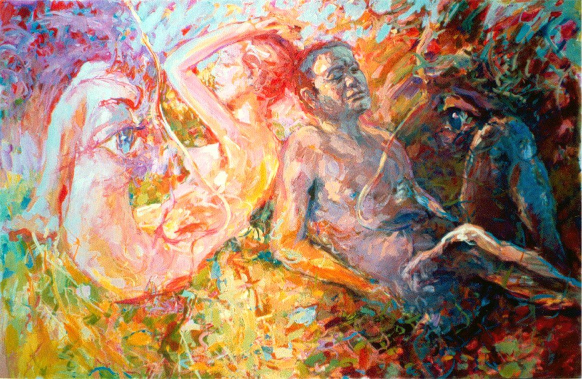 See You Tomorrow — figurative composition by Mariusz Kaldowski, acrylic on canvas.