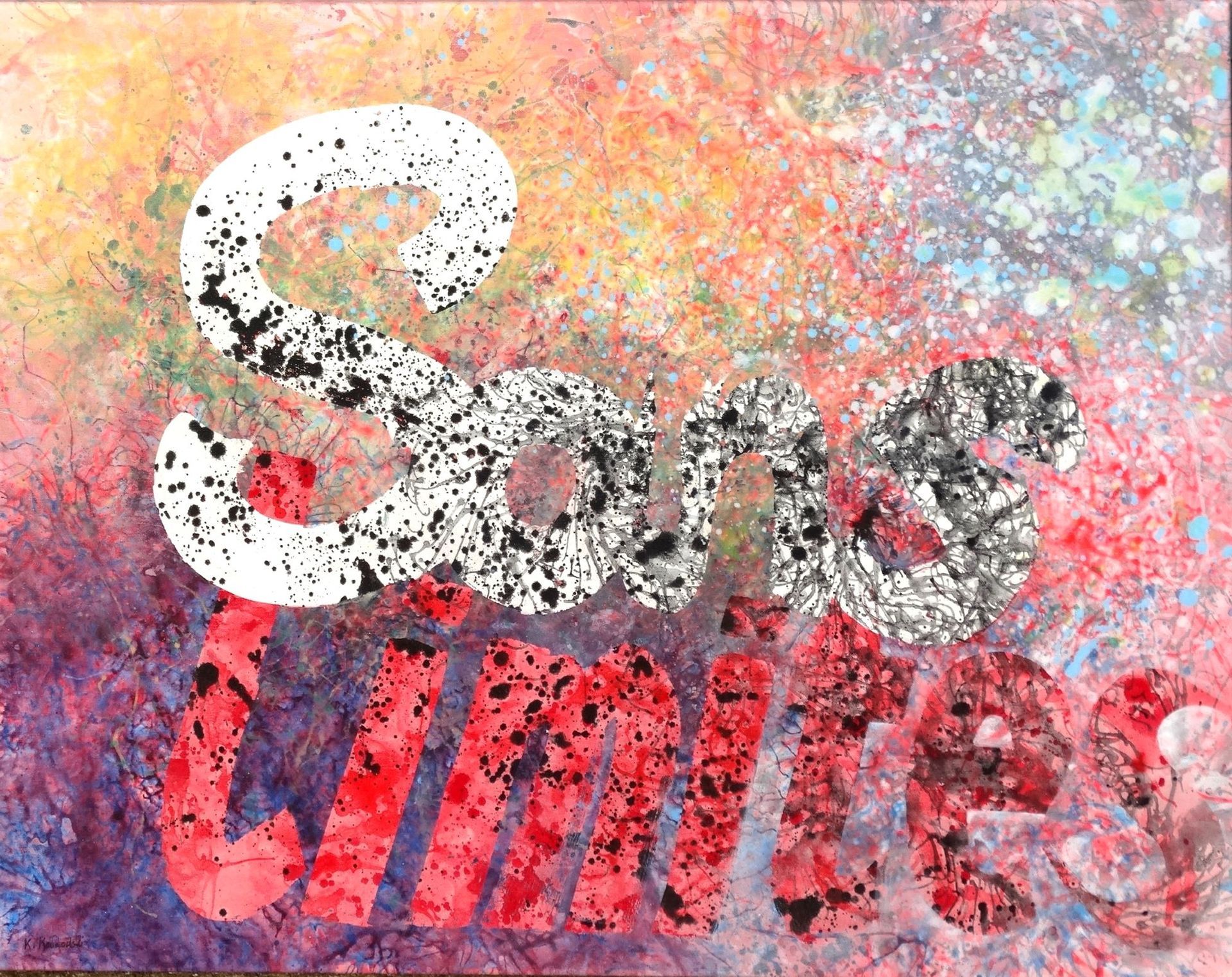 Sans Limites pop art painting of graffitti 
acrylic on canvas 76 x 101.5cm