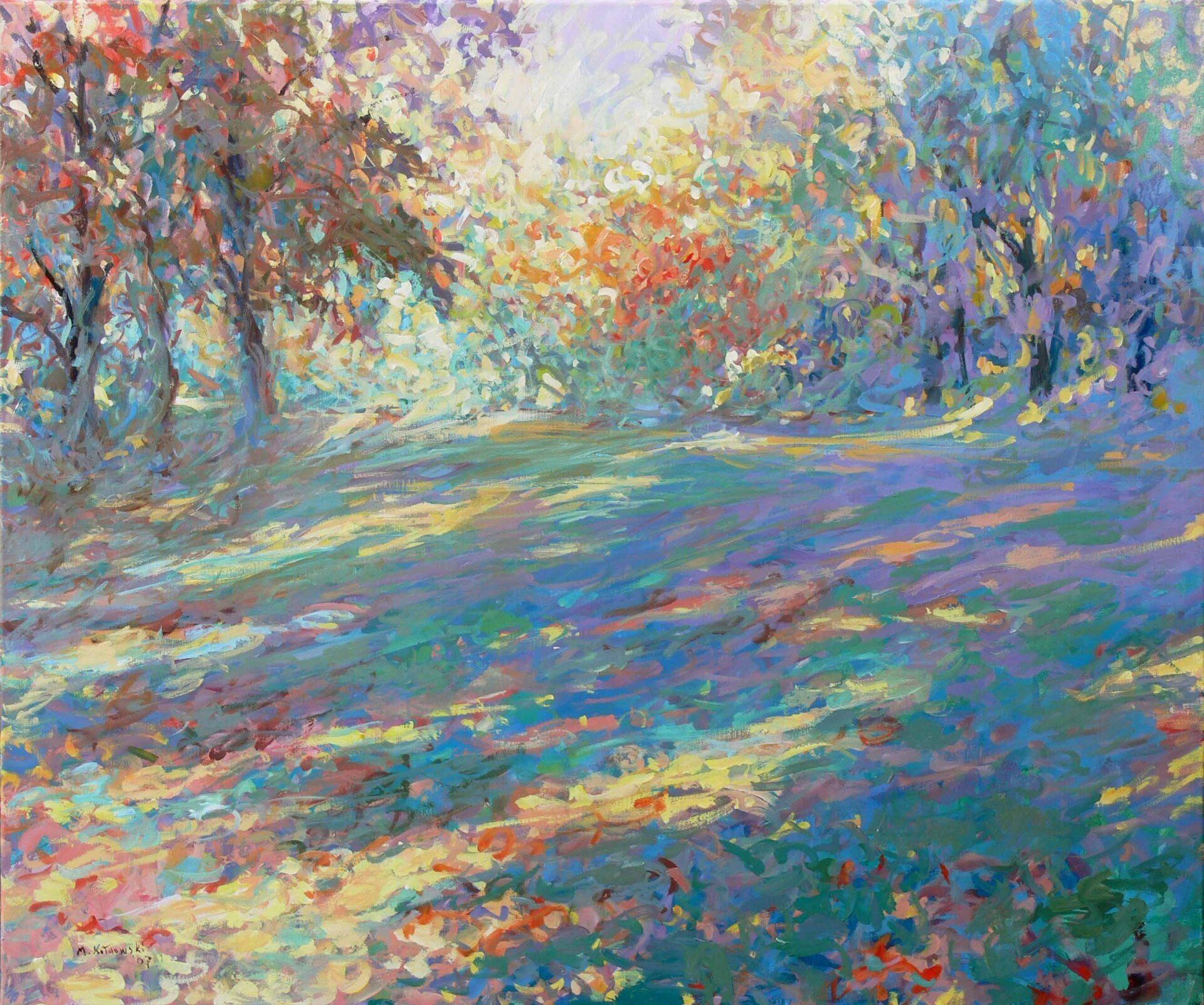 Landscape painting “Holland Park” by Mariusz Kaldowski — acrylic on canvas, 100 × 120 cm