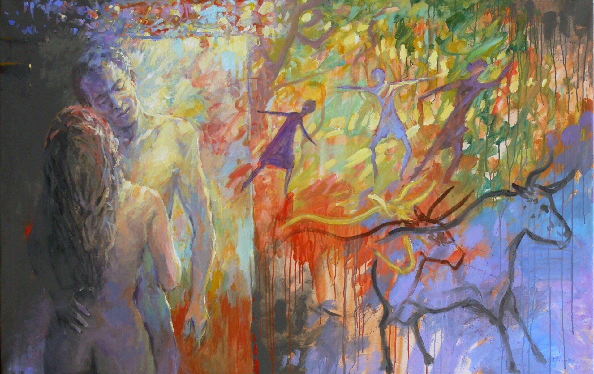 Painting by Mariusz Kaldowski inspired by Pictures at an Exhibition — The Old Castle, The Tuileries & The Ox Cart.