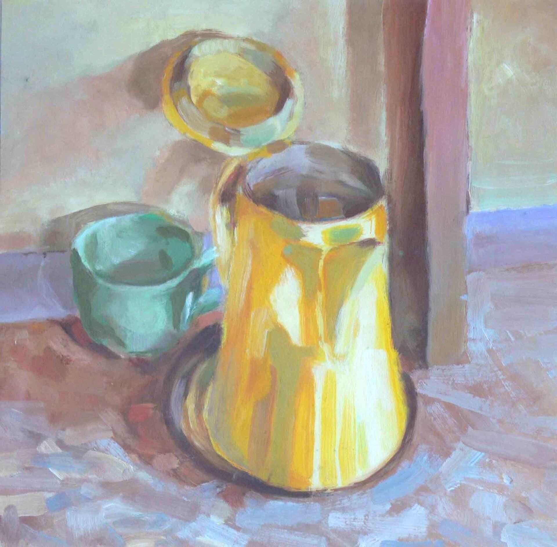 Gold jug still life painting by Mariusz Kaldowski