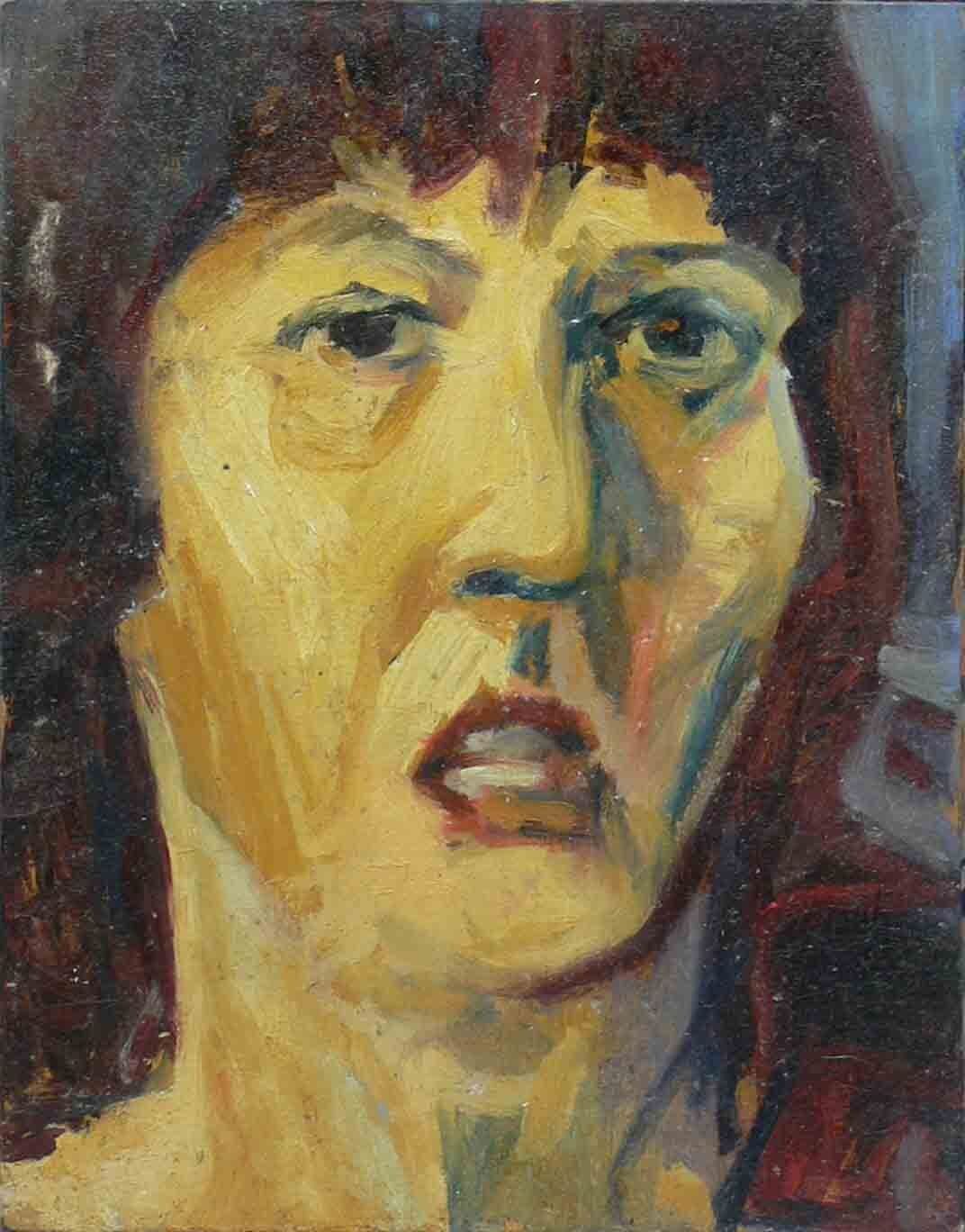 Archive painting of a talking woman by Mariusz Kaldowski