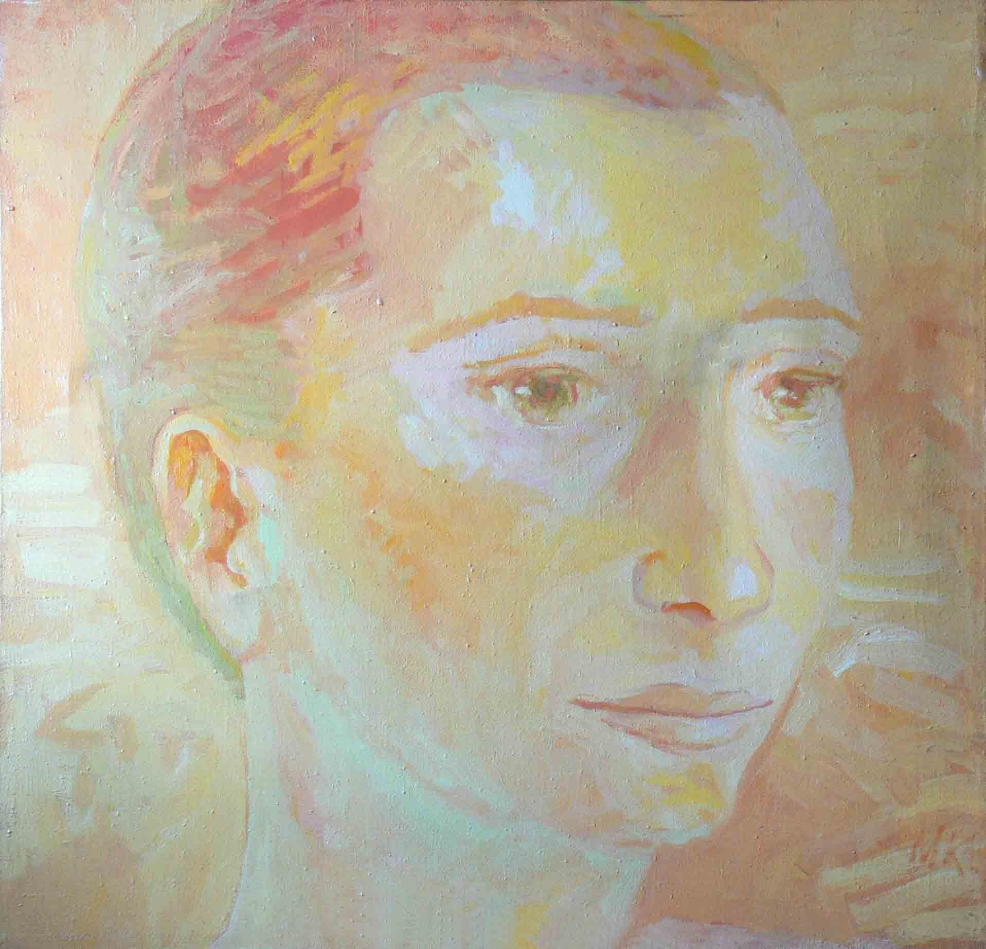 Painting of a girl with short hair by Mariusz Kaldowski