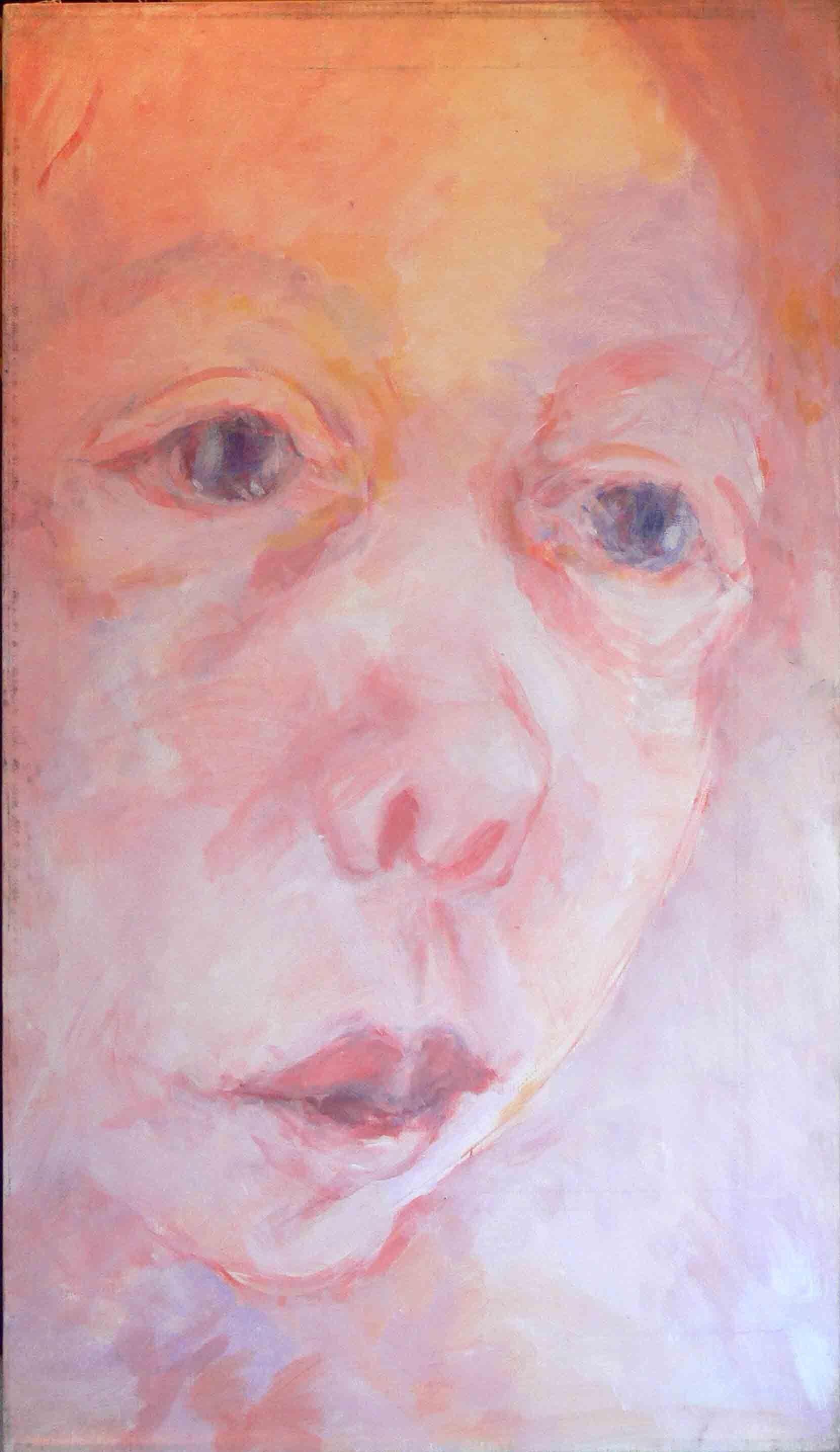 Figurative archive painting of a baby face by Mariusz Kaldowski