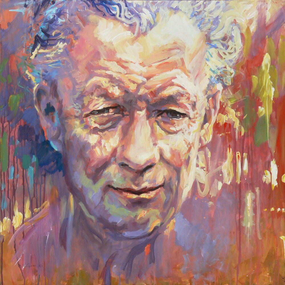 Portrait of Benjamin Britten by Mariusz Kaldowski — acrylic on canvas