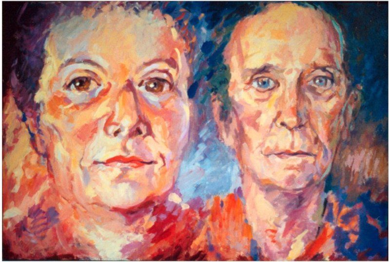 Portrait of Wanda and Ken Garland by Mariusz Kaldowski — acrylic on canvas