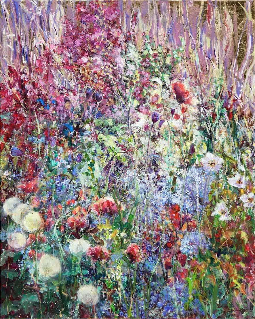 - Golden Meadow, Golden Field (2) painting of garden with poppies 
acrylic on canvas 80 x 100cm