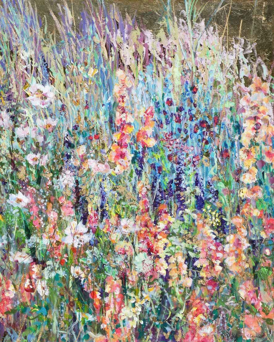 - Golden Meadow, Golden Field (1) painting of summer garden 
acrylic on canvas 80 x 100cm