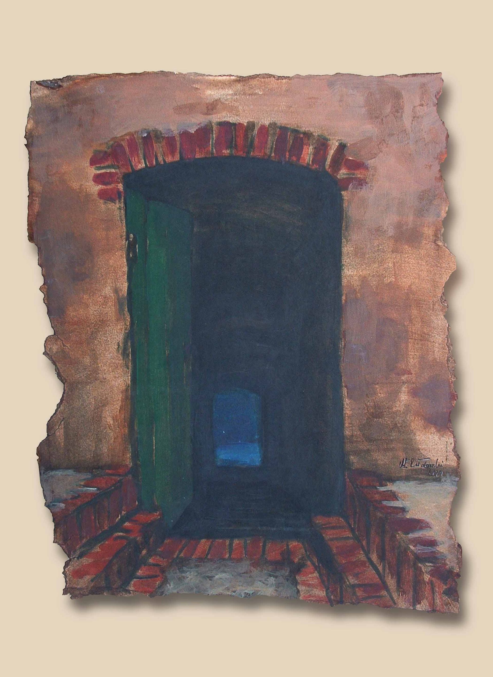 Written in Memories — expression of Chełmno’s house doors, acrylic on paper, 1993–1994
